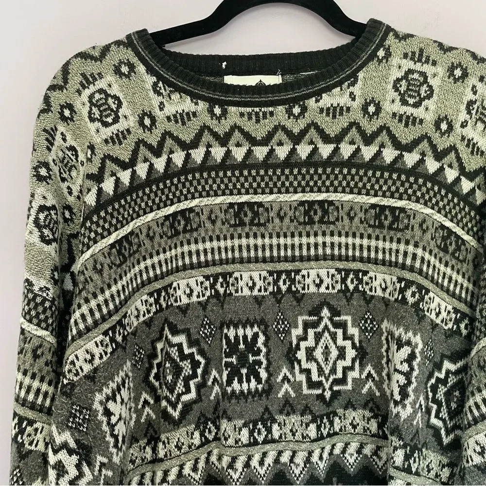Florence Tricot Made in Italy Grandpa Crewneck Sweater Vintage Black and White